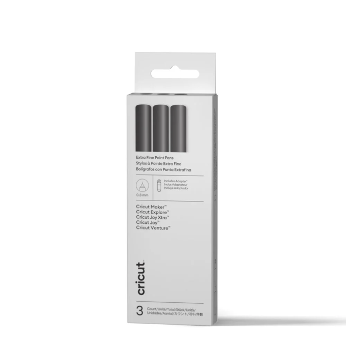 Cricut Omni Extra Fine Point pliiatsid 0.3 mm, must (3 tk) + Adapter