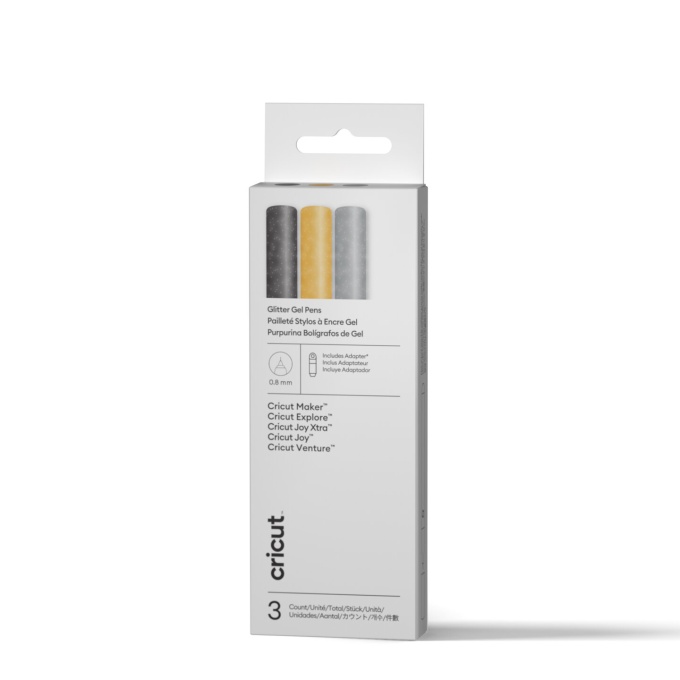 Cricut Glitter geelpliiatsid 0.8mm (3 tk) + Adapter