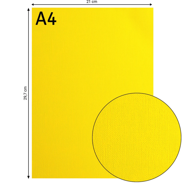 Tekstuurne kartong Lemon yellow, 216 g/m², A4