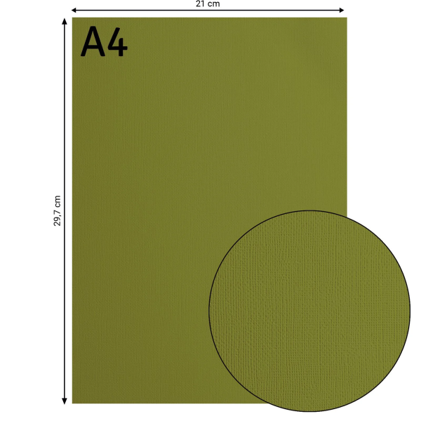 Tekstuurne kartong Olive, 216 g/m², A4